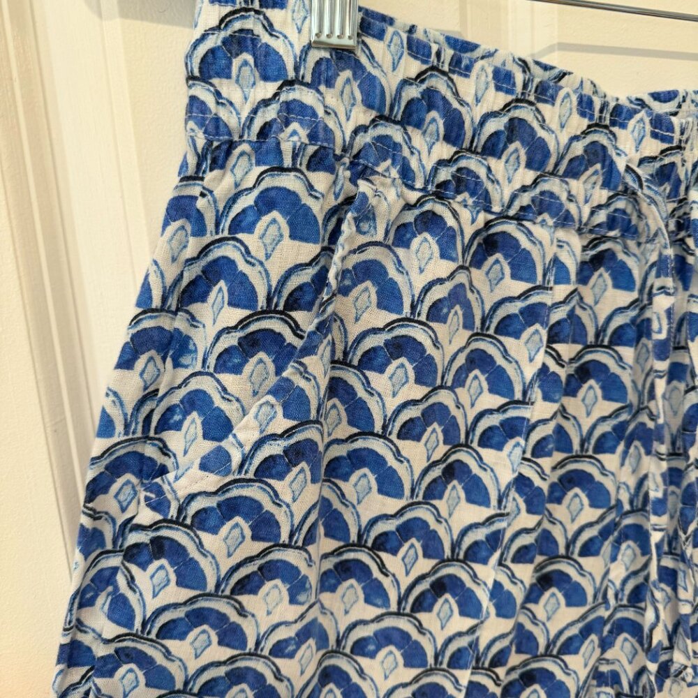 Sigrid Olsen Blue Nautical Pattern Linen Pants - … - image 3